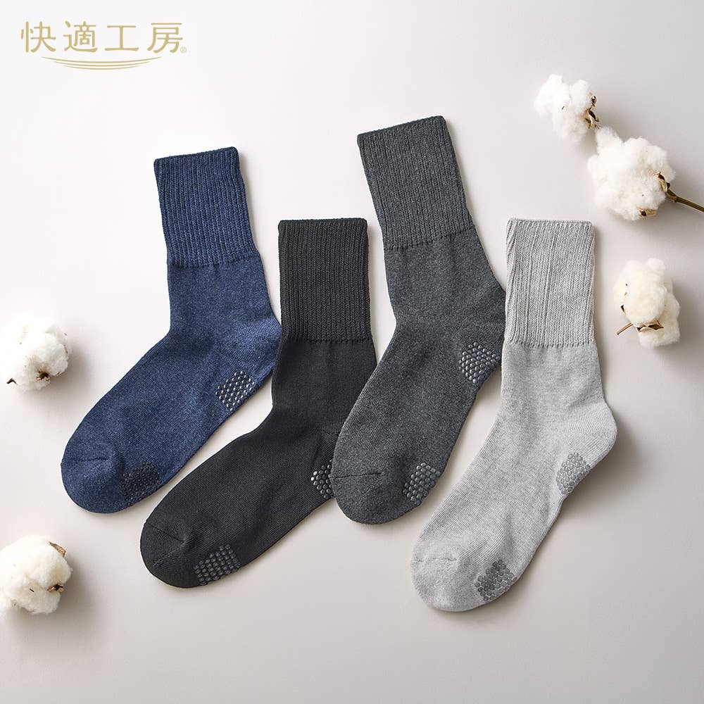 足底パイル ゆったり履きくち 滑り止め付き 同色3足組 ミドル丈靴下